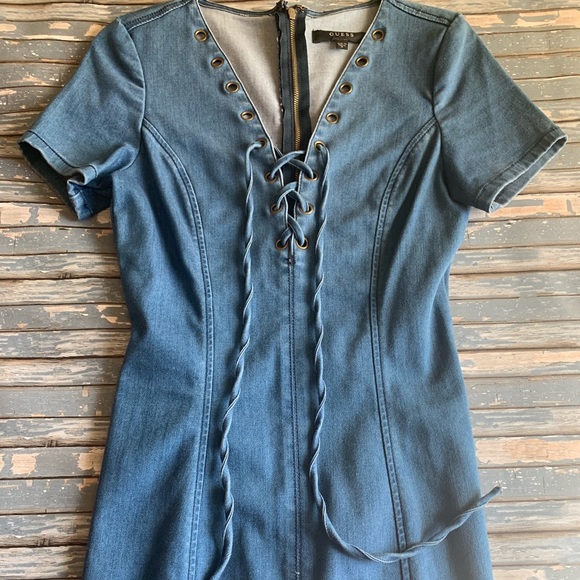 Guess shaylay denim push up lace up dress - Picture 6 of 8